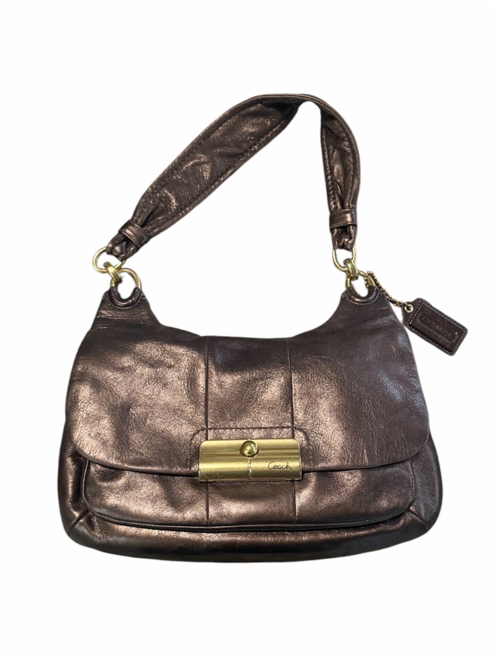Vintage Coach Leather Kristin Hobo Purse Y2K Metallic Shoulder Bag